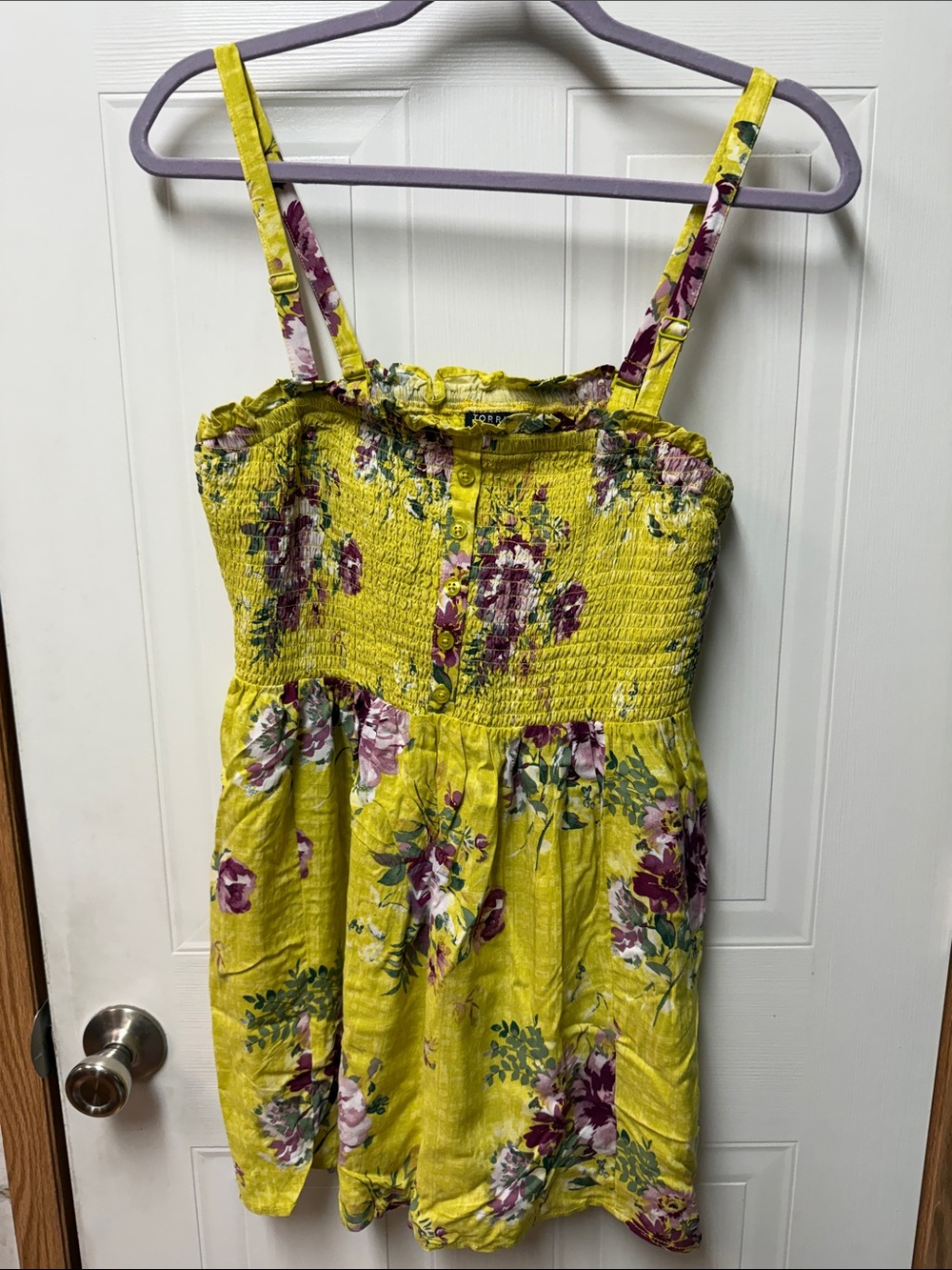 Torrid Yellow Floral Smocked Babydoll Cami Top